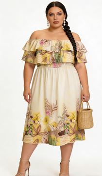 Immagine di PLUS SIZE PRINTED DRESS WITH RUFFLED COLLAR